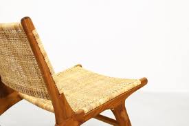 Mid Century Teak Cane Lounge Chairs Set Of 2 For Sale At Pamono