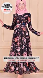 2021 Sifon Firfirli Tesettur Elbise Modelleri 2 Moda Merve Firfili Gunluk Elbise Modelleri 2021 Video Musluman Modasi Moda Stilleri Elbise