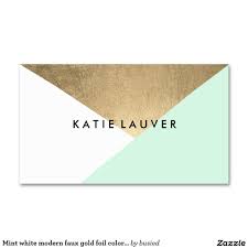 Mint White Modern Faux Gold Foil Color Block Chic Double Sided Standard Business Cards Pack Chic Business Card Business Card Design Business Card Inspiration