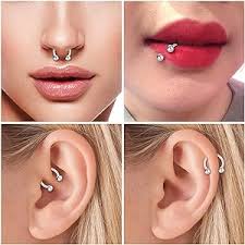 D.Bella Piercing in Acciaio Chirurgico al Naso, al setto, al Ferro di  Cavallo, al sopracciglio, al Labbro, all'ombelico, con Orecchini a Forma di  elica di 10 mm, con Punte di Ricambio :
