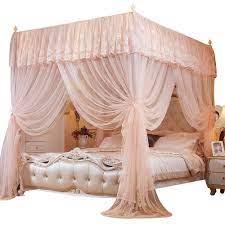 The bed canopy measures 63 wide by 84 long, and the height is 78. Mengersi 4 Corner Poster Canopy Bed Curtains Bed Canopies Mosquito Net For Girls Kids Queen Peach Buy Online In Andorra At Andorra Desertcart Com Productid 42486675