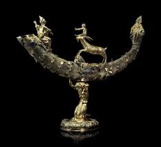 Central European Probably Austrian Second Half 17th Century And Later A Silver Gilt Mounted Ibex Horn Trophy Applied With Silve Gilt 17th Century Grape Vines
