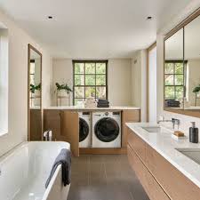 Appliances and storage are located at any point around the perimeter of the room, dependent on the location of doors, windows, and water, drainage, and electrical services. 75 Beautiful Bathroom Laundry Room Pictures Ideas June 2021 Houzz