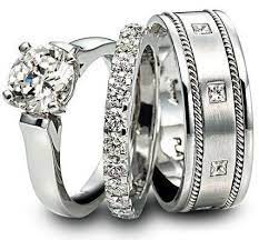 The Ring Platinum Male And Female Wedding Ring Trio Sets Engagement Ring Wedding Band Wedding Ring Bands