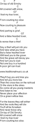 Bluegrass Songs With Chords On Top Of Old Smoky Ukulele Music Song Lyrics And Chords Ukulele Songs