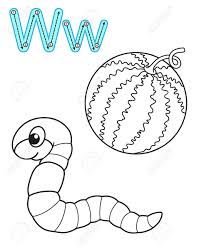 Personalize your knitting projects, such as a blanket, hat, and more, with these simple and easy knit block patterns for every letter of the alphabet. Coloring Page For Kindergarten And Preschool Card For Study English Vector Coloring Book Alphabet Letter W Watermelon Worm Royalty Free Cliparts Vectors And Stock Illustration Image 149956917
