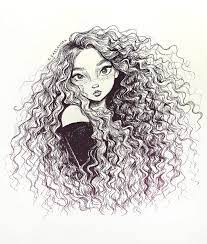 Decide on what type of curl you wish for your drawing and which direction the curls fall. By C Cassandra Curly Hair Sketch Drawing Illustration Pen Ink Tinte Abbildungen Lockiges Haar Zeichnen Cartoon Zeichnungen
