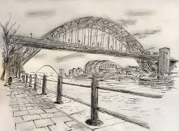Seems Appropriate To Start With A Sketch I Created Depicting The Newcastle Gateshead Quay Side Looking Under The Newcastle Gateshead Newcastle Bridge Drawing
