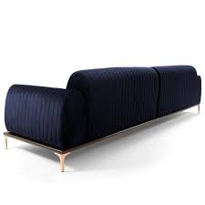 Sofa 4 Lugares Sala De Estar Base De Madeira Euro 260 Cm Veludo Azul Gran Belo Living Room Furniture Styles Sofa Interior Deco