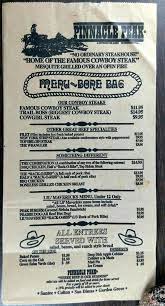 1980 S Bag Menu Pinnacle Peak Restaurant Santee Colton San Dimas Garden Grove Ca Vintage Menu Fast Food Places Las Vegas Restaurants
