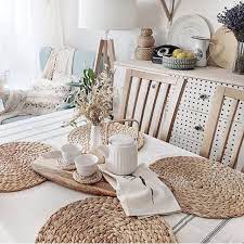 Set Of 2 Round Water Hyacinth Handmade Placemat Braided Mat Heat Resistant Hot Insulation Vintage Natural Decor Table Top Tablewares In 2021 Table Decor Living Room Dining Table Decor Everyday Kitchen Table Settings