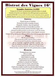 Consulta 527 opiniones sobre bistrot 31 con puntuación 31 avenue theophile gautier, 75016 parís francia. Restaurant Bistrot Des Vignes Carte Et Menus