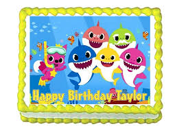 2nd Birthday Baby Shark Cake Topper Baby Shark Party Edible Cake Image Cake Topper Frosting Sheet Decoration Kopykake Edible Image Cake Shark Birthday Cakes Shark Cake