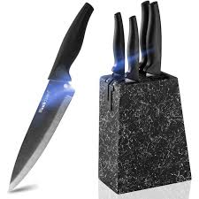 Wanbasion Noir Inox Set De Couteaux De Cuisine Professionnel Couteaux De Cuisine En Bois Acier Inoxydable Bloc Pour Couteaux De Cu Achat Vente Couteau De Cuisine Wanbasion Noir Inox Set
