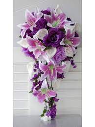 Cascade Bouquet Purple Wedding Flowers Purple Wedding Bouquets Cascading Wedding Bouquets