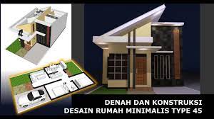 Denah rumah type 45 dengan garasi mobil sketsa rumah minimalis type 45 3d. Denah Dan Konstruksi Desain Rumah Minimalis Type 45 Youtube