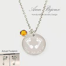 Actual Handprint Necklace Stainless Steel Footprint Necklace Etsy Baby Mom Gifts Gifts For Mom Necklace Etsy
