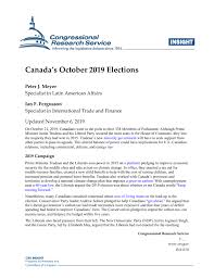 The 2019 canadian federal election took place on monday, 21 october 2019. Canada S October 2019 Elections Everycrsreport Com