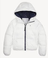 Ladies Hooded Jacket With 2oz Padding 3 Pockets Elastic Cuffs Bottom Zip Front Tommy Hilfiger Winter Jacket Trendy Jackets Tommy Hilfiger Outfit