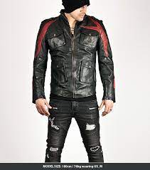 Striking Two Tone Red Strip Accent Black Leather Jacket 60 Leather Jacket Jackets Leather Jacket Men