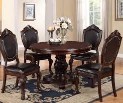 New 5pc Strasbourg Dark Cherry Finish Wood Round Pedestal Dining Table Set Round Dining Table Sets Round Wood Dining Table Dining Room Sets