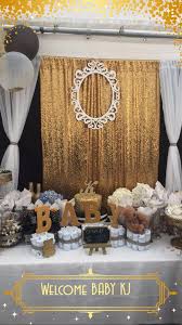 Black And Gold Baby Shower Theme Candy Table For Baby Shower Gold And Black Theme Also Teddy Bears Baby Bear Baby Shower Teddy Bear Baby Shower Baby Shower Decorations For Boys