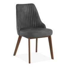 Albert Scoop Back Dining Chair Faux Suede Upholstered Black Dining Chairs Dining Room Chairs Modern Contemporary Tub