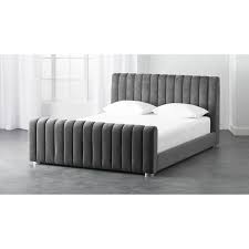 Gray Channel Tufted Velvet Bed Bedroom Bed Design Velvet Bed Modern Bed