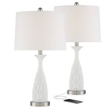 Shop stylish and attractive bedroom lamps at luxedecor.com. 360 Lighting Mid Century Modern Table Lamps Set Of 2 With Usb Charging Port White Tapered Drum Shade Living Room Bedroom Bedside Target