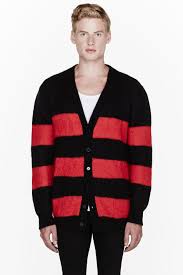 Black And Red Cardigan Designers Ssense Designer Cardigans Striped Cardigan Sweater Mohair Cardigan
