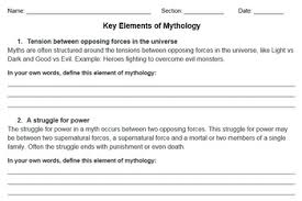 Elements Of Myths Worksheets Teaching Resources Tpt