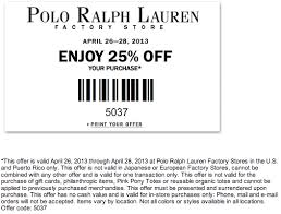 Ralph Lauren Printable Coupon To Save 25 Off Of Your Total By The End Of Month