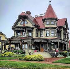Detail of the front enterance and roof of the mansard house at heritage square. Gorgeous Victorian Homes