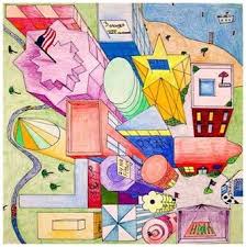 Birds Eye View Drawing Of A Bedroom For Kids One Point Perspective Bird S Eye View 8th Grade Art Elementary Art Art Lessons For Kids