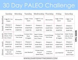30 Day Paleo Challenge Diary Of A Fit Mommy 30 Day Paleo Challenge Paleo Challenge Free Meal Planning Printables