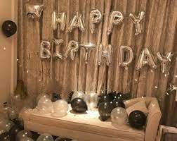 Silver Happy Birthday Decoration With Pink Balloon Bouquet Birthday Party Decor Birthday Party Balloons Pink Birthday Party Banner Birthday Surprise Boyfriend Birthday Balloons 21st Birthday Decorations