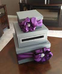 Grey Purple Homemade Card Box Colleen Sweeney Howe You Can Make This For Me Wedding Cards Card Box Wedding Wedding Card Boxes Purple