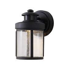 This is the most commonly used type when it comes to lighting motion detectors. Hampton Bay Black Motion Sensor Outdoor Integrated Led Wall Lantern Sconce Izd1691ls 3 The Home Depot