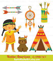 Native American Clipart Set With Digital Papers Cute Indian Etsy Clip Art Native American Heritage Month Digital Paper