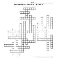 Avancemis 1 unidad 3 leccion 1 crossword puzzle : Avancemos 2 Unit 4 Lesson 1 4 1 Crossword Puzzle By Senora Payne