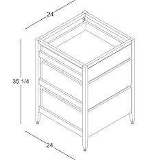 Radix Base Kitchen Cabinet 3 Drawers 24 In White Oak Bronze Coquo