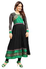 A Unique Combination Of Black Ocean Green With Elegant Art Work Fashion Indian Fashion Womens Dresses