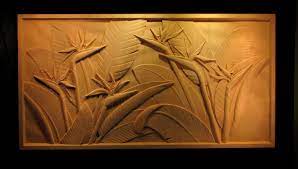 Custom Bird Of Paradise Panel Carved Wood Panel Mural Wall Art Carving Hawaiian Decor