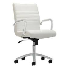 Realspace Modern Comfort Winsley Bonded Leather Mid Back Manager S Chair White Silver White Office Chair Office Chair Design Best Office Chair