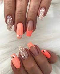 50 Orange Nail Ideas To Make You Stun In Every Season Stylish Nails Designs Nail Art Designs Coral Nails