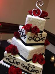 Red White And Black Wedding Cake Events Pinterest Wedding Cake Red Black And White Wedding Cake Black Wedding Cakes