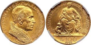 I'm not sure what '13 levels high' actually means, but whatever, it was a lot. 100 Lira 1948 Vatican 1926 Gold Pope Pius Xii 1876 1958 Prices Values Km 39 Fr 287
