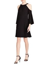 Ralph Lauren 3612 3611 Trim Cold Shoulder Bell Sleeve Dress Tailles 44 46 Cold Shoulder Dress Dresses Clothes Design