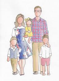 5 Person Digital Or Watercolor Portrait Etsy Watercolor Portraits Custom Watercolor Portrait Family Drawing
