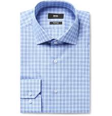 Hugo Boss Blue Gordon Checked Cotton Poplin Shirt